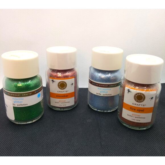 Craft Glitter Four Martha Stewart Large Bottles Blue Green Orange 1.5 ounce Size - Picture 14 of 15